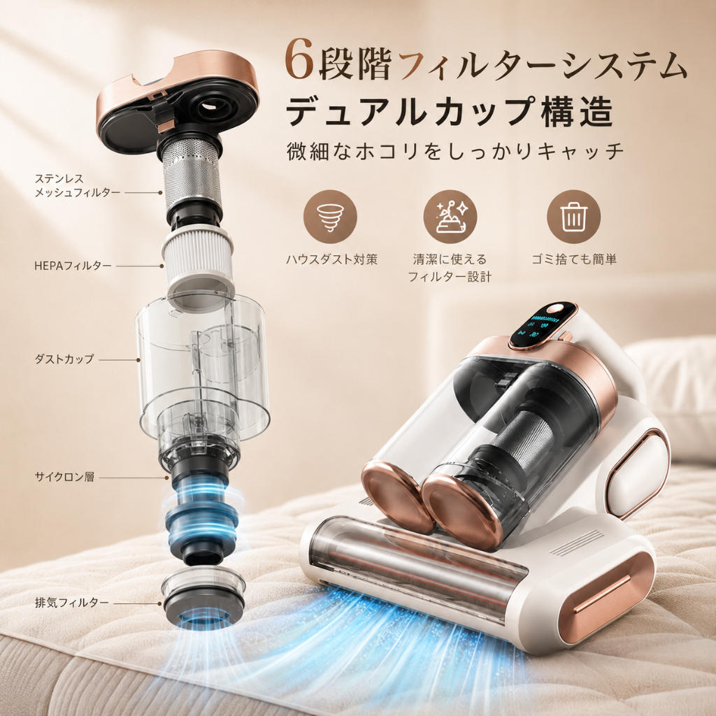 KATACHI™ UV除菌ダニクリーナー強力吸引・ダニ除去ベッド掃除機