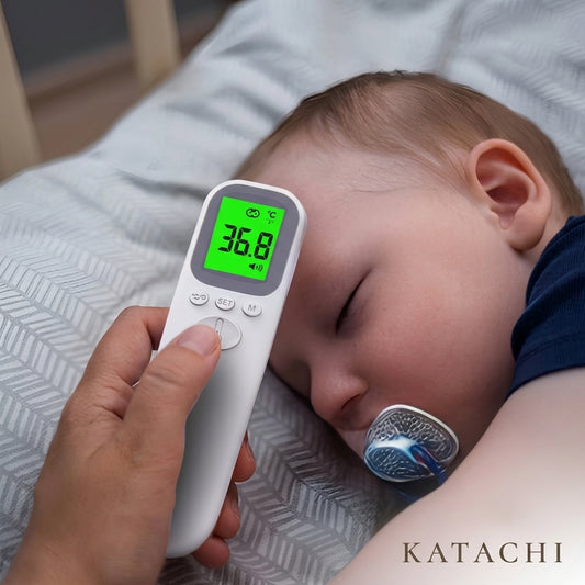 タイトル: 触れずに測る、家族の健康管理：非接触型赤外線温度計